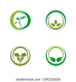 Green leaf icon logo design inspiration vector illustration template