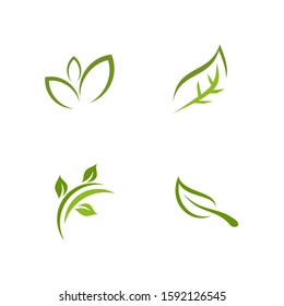 Green leaf icon logo design inspiration vector illustration template