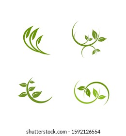 Green leaf icon logo design inspiration vector illustration template