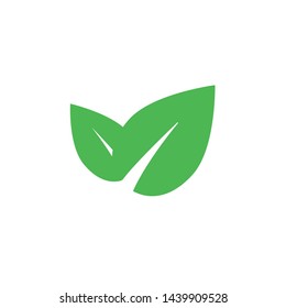 Green leaf icon logo isolated on the white background