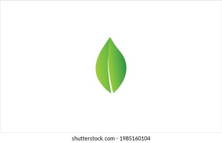 logotipo de icono de hoja verde en la ilustración mínima de la plantilla de vector de diseño plano
