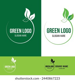 Green Leaf Icon logo Vector Illustrations with many variation.