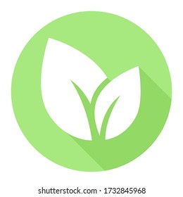 Green leaf icon. Natural product, environment safe service company logotype element. Isolated pictogram of plant.