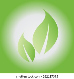 Green Leaf Icon on Green Background Vector Illustration.
