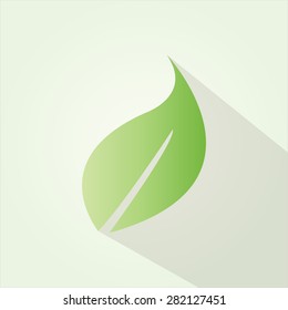 Green Leaf Icon on Green Background Vector Illustration.