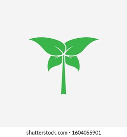 Green Leaf Icon On White Background - Elements For Eco and Bio Logos