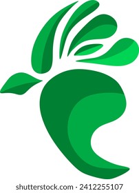 a green leaf icon on white