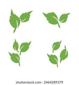 Icono de hoja verde. Icono de hoja sobre fondo blanco. Colección de ilustraciones de hojas. Diseño de elementos para etiquetas biológicas naturales, ecológicas y de reciclaje.