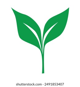 Icono de hoja verde sobre fondo blanco. Ilustración vectorial para su diseño