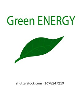 Green leaf icon. Safe green energy. Isolated vector EPS10.