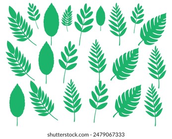 Green leaf icon set. leaf icon on isolated background.	