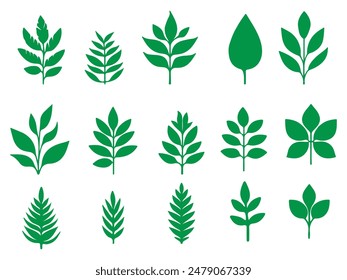 Green leaf icon set. leaf icon on isolated background.	