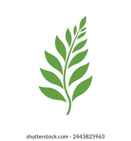 Forma de icono de hoja verde diseño de vector plano fresco.