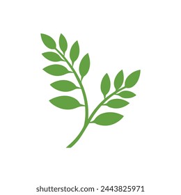 Green Leaf icon shape fresh flat vector design.
