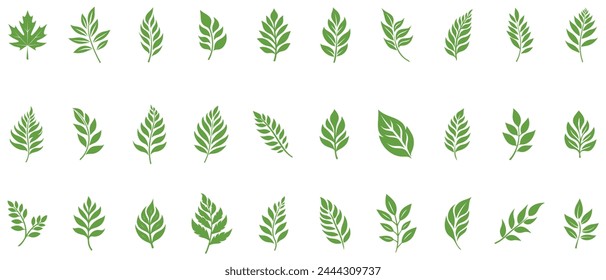 Green Leaf icon shape fresh flat vector design.