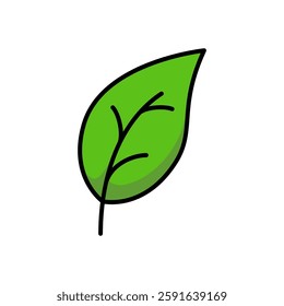 Green Leaf Icon with Simple Design Symbolizing Eco-Friendly Concepts