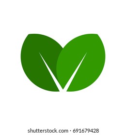 Green Leaf Icon. Simple Eco Logo. Vector illustration