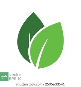 Green leaf icon. Simple flat style. Two leaf ecology, eco green, nature, organic, spring, floral, plant, environment concept. Vector illustration isolated on white background. EPS 10.