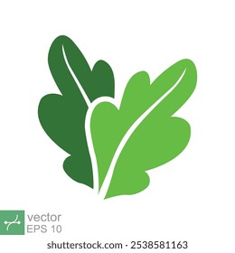 Green leaf icon. Simple flat style. Two leaf ecology, eco green, nature, organic, spring, floral, plant, environment concept. Vector illustration isolated on white background. EPS 10.