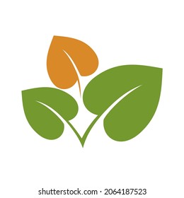 Green leaf. Icon symbol logo on white background. Vector image