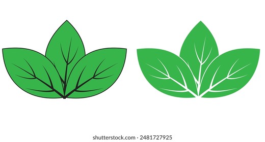 Green leaf icon, symbol, vector design. Spring leaf, Leaf icon ecology, nature element, environment and nature eco sign. Vector illustration.