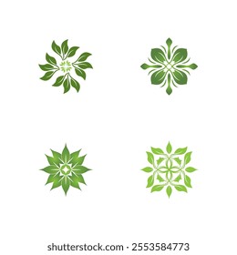 Green Leaf icon and Symbol Vector Template Illustration