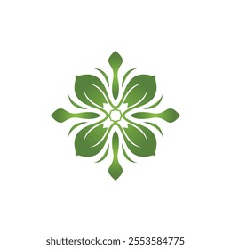 Green Leaf icon and Symbol Vector Template Illustration