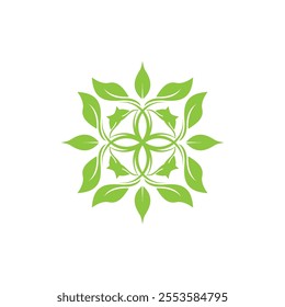 Green Leaf icon and Symbol Vector Template Illustration