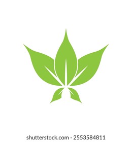 Green Leaf icon and Symbol Vector Template Illustration