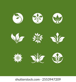 Green Leaf icon and Symbol Vector Template Illustration