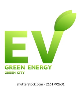 Green leaf icon symbolizes clean energy ,EV technology ,isolated on white background ,Vector illustration EPS 10