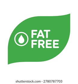 A green leaf icon with the text 'FAT FREE' and a droplet symbol, representing healthy