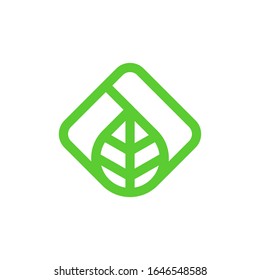 green leaf icon using line style. clean and modern business logo identity vector design