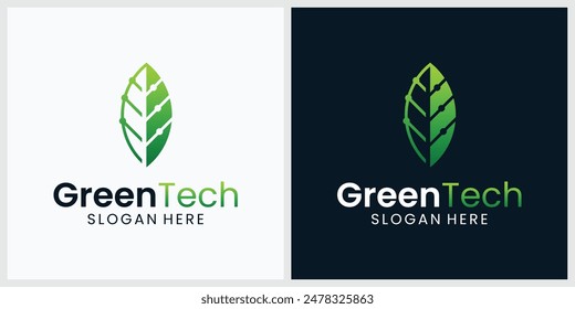 green leaf icon vector Creative technology logo