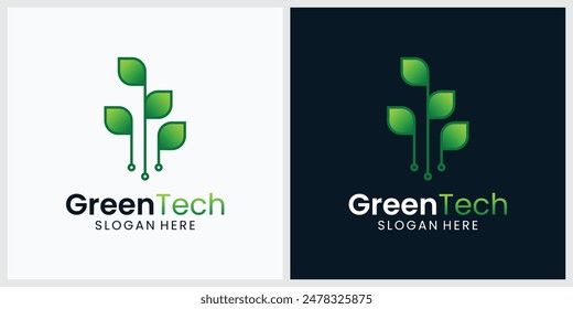 green leaf icon vector Creative technology logo