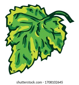 Green leaf icon. Vector illustration of spring fresh leaf.  Hand drawn autumn leaf.