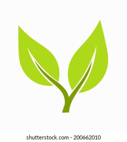 Green leaf icon. Vector illustration
