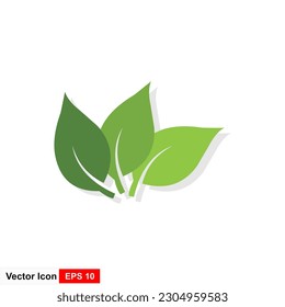 Green Leaf Icon Vector Illustration on white background in flat style.