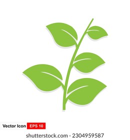 Grünes Leaf-Symbol mit Vektorgrafik auf weißem Hintergrund im Flachstil.