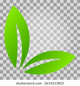 Green leaf icon. Vector illustration isolated on transparent background