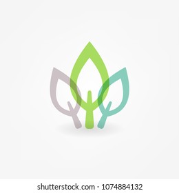 Green Leaf Icon Vector Illustrations