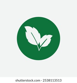 Green leaf icon vector logo flat style illustration