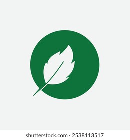 Green leaf icon vector logo flat style illustration