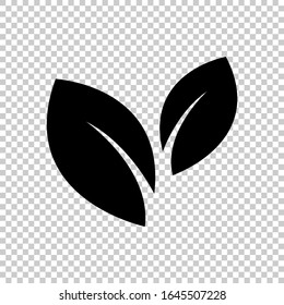 green leaf icon vector on transparent background