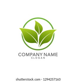 green leaf icons design template vector