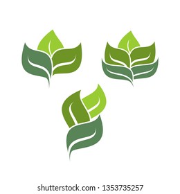 green leaf icons design template vector