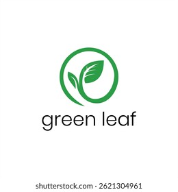 Green leaf icons logo with circle .Leaves of trees and plants.vegan,vegetarian,environment ,growth vector
