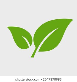 Green leaf icons logo. Leaves of trees and plants. Leaves icon. Elements design for natural, eco, bio, vegan labels. Vector illustration.