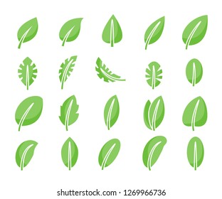 green leaf icons set