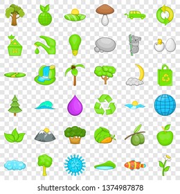 Green leaf icons set. Cartoon style of 36 green leaf vector icons for web for any design